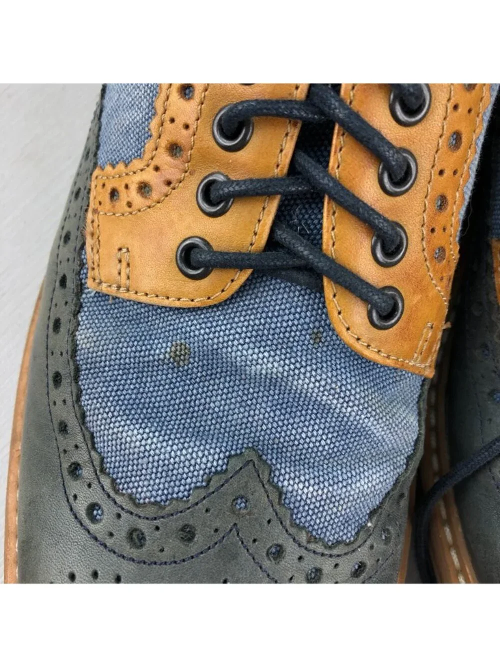 Clarks Men's Size 10.5M Darby Limit Blue Brown Leather Wingtip Brogue Oxfords